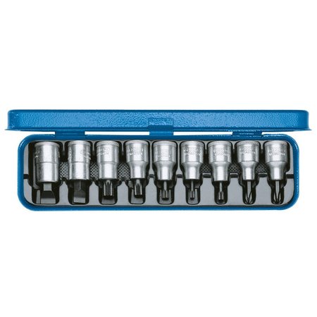 GEDORE Screwdriver Bit Socket Set, 1/2", 9 pcs., Measurement Type: Metric INX 19 PM